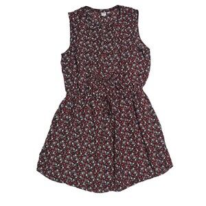 GAP Ditsy Floral Shirtdress Women's L Red Multi Pockets Lined